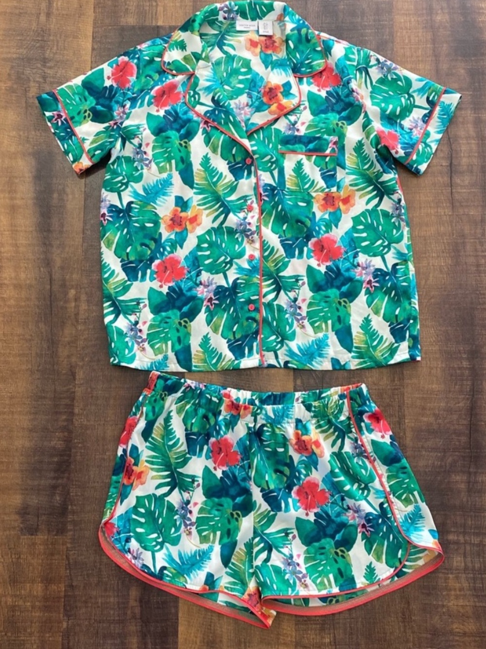 TABITHA WEBB Sleepwear Tropical Leaf Print Pajama Set - Green Floral